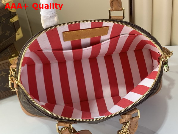 Louis Vuitton Alma MM Soft Celebration Monogram Coated Canvas and Ostrich Leather Trim N30049 Replica