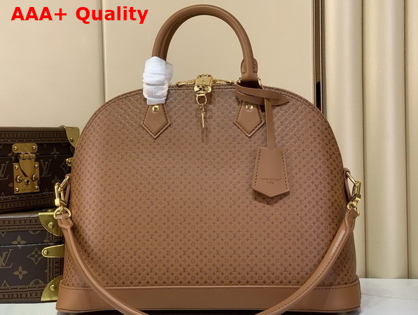 Louis Vuitton Alma MM Soft Noisette Calfskin Leather Resort Collection in Minigram M28517 Replica