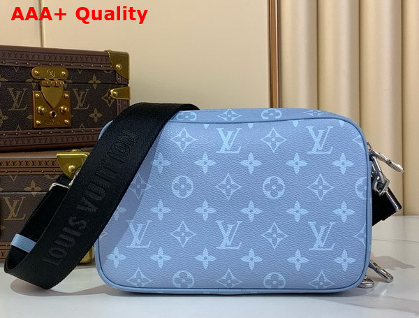 Louis Vuitton Alpha Messenger Compact Bag in Sky Blue Monogram Coated Canvas and Taiga Cowhide Leather M14073 Replica
