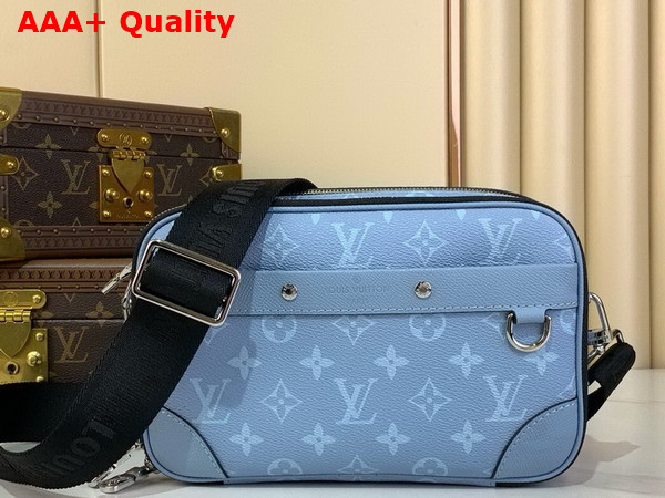 Louis Vuitton Alpha Messenger Compact Bag in Sky Blue Monogram Coated Canvas and Taiga Cowhide Leather M14073 Replica