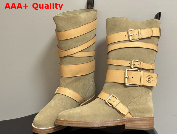 Louis Vuitton Amiral Flat Boot in Beige Suede Calf Leather 1AK3QN Replica