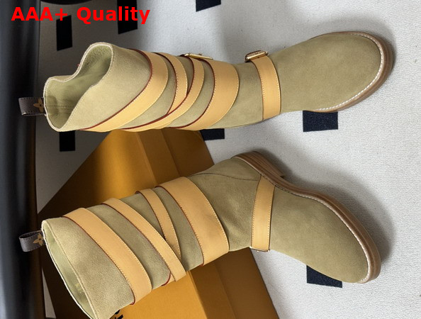 Louis Vuitton Amiral Flat Boot in Beige Suede Calf Leather 1AK3QN Replica