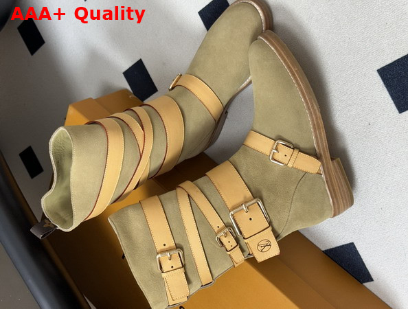 Louis Vuitton Amiral Flat Boot in Beige Suede Calf Leather 1AK3QN Replica