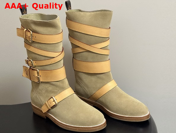 Louis Vuitton Amiral Flat Boot in Beige Suede Calf Leather 1AK3QN Replica