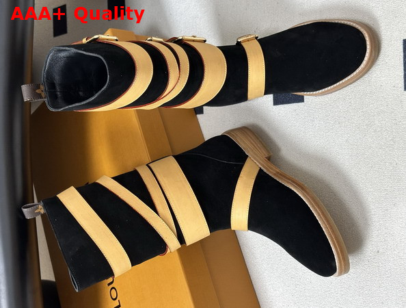 Louis Vuitton Amiral Flat Boot in Black Suede Calf Leather Replica