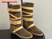 Louis Vuitton Amiral Flat Boot in Brown Suede Calf Leather Replica