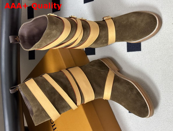 Louis Vuitton Amiral Flat Boot in Brown Suede Calf Leather Replica