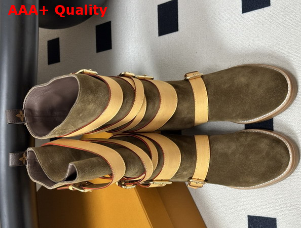 Louis Vuitton Amiral Flat Boot in Brown Suede Calf Leather Replica