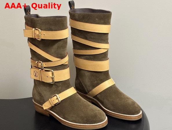 Louis Vuitton Amiral Flat Boot in Brown Suede Calf Leather Replica