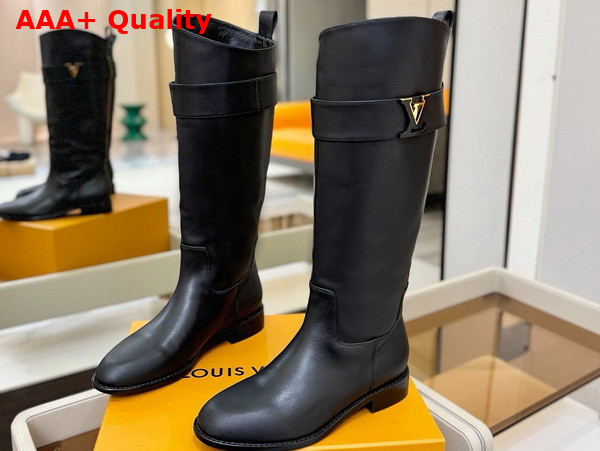 Louis Vuitton Amiral High Boot in Black Plain Calf Leather 1AGWIC Replica