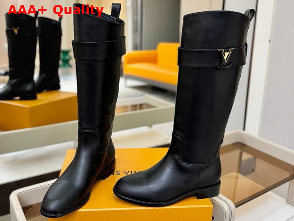 Louis Vuitton Amiral High Boot in Black Plain Calf Leather 1AGWIC Replica