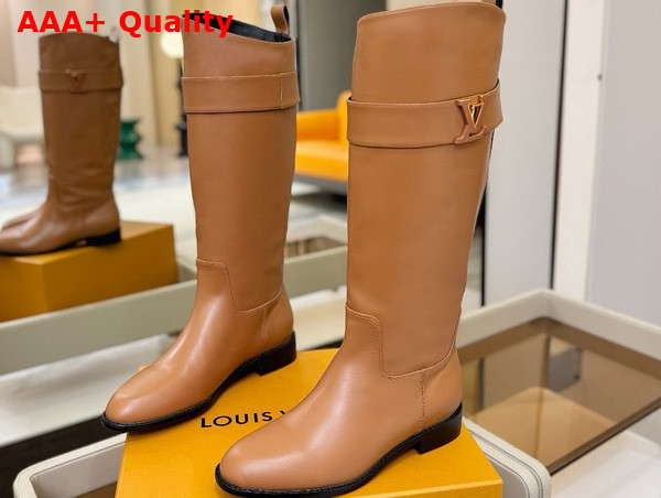 Louis Vuitton Amiral High Boot in Cognac Brown Plain Calf Leather 1AGWIS Replica