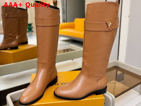 Louis Vuitton Amiral High Boot in Cognac Brown Plain Calf Leather 1AGWIS Replica