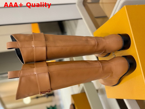 Louis Vuitton Amiral High Boot in Cognac Brown Plain Calf Leather 1AGWIS Replica