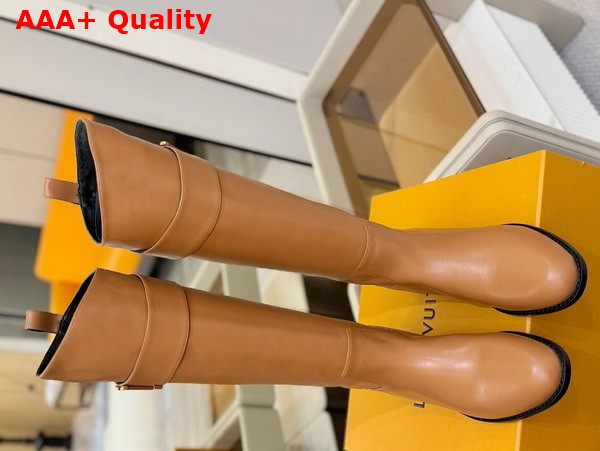 Louis Vuitton Amiral High Boot in Cognac Brown Plain Calf Leather 1AGWIS Replica