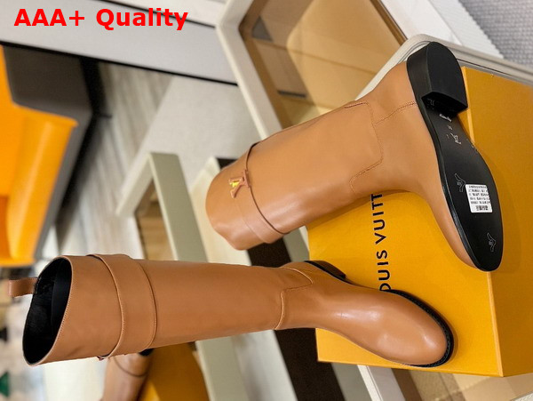 Louis Vuitton Amiral High Boot in Cognac Brown Plain Calf Leather 1AGWIS Replica