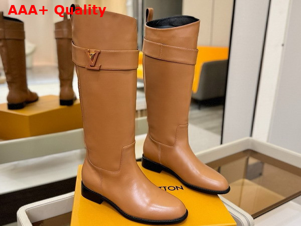 Louis Vuitton Amiral High Boot in Cognac Brown Plain Calf Leather 1AGWIS Replica