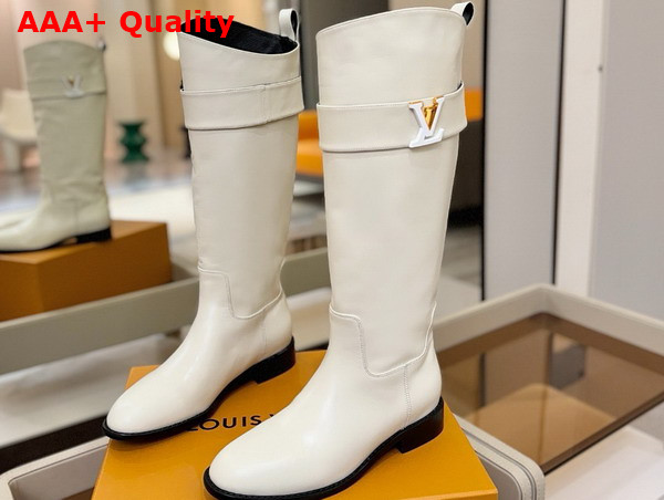 Louis Vuitton Amiral High Boot in Cream Plain Calf Leather Replica