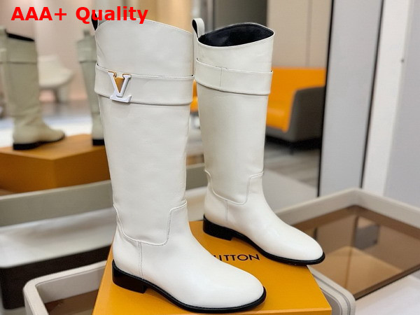 Louis Vuitton Amiral High Boot in Cream Plain Calf Leather Replica