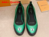 Louis Vuitton Archlight Flat Ballerina Green Technical Satin and Calf Leather Replica