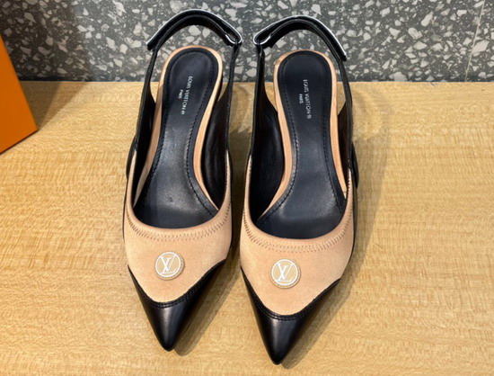 Louis Vuitton Archlight Slingback Pump Beige Technical Satin and Calf Leather 1A9QU6 Replica