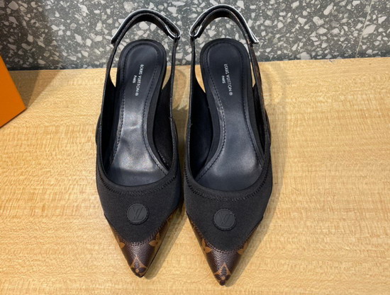 Louis Vuitton Archlight Slingback Pump Black Technical Satin and Patent Monogram Canvas 1A9S1Y Replica