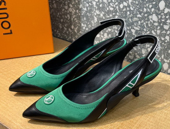 Louis Vuitton Archlight Slingback Pump Vert Technical Satin and Calf Leather 1A9QVY Replica
