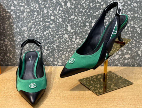 Louis Vuitton Archlight Slingback Pump Vert Technical Satin and Calf Leather 1A9QVY Replica