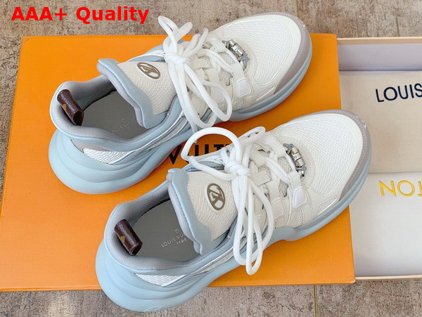Louis Vuitton Archlight Sneaker in White Mesh and Light Blue Calf Leather Replica