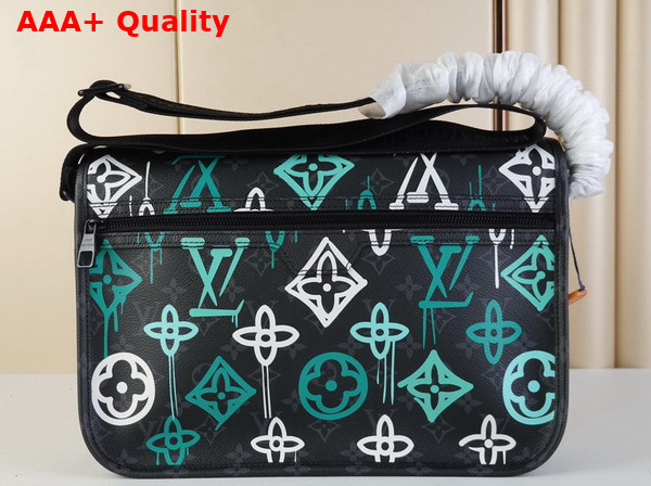 Louis Vuitton Archy Messenger MM Bag LV Graffiti Green Monogram Coated Canvas M21394 Replica