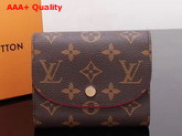 Louis Vuitton Ariane Wallet Monogram Coated Canvas with Cowhide Trim Fuchsia M62036 Replica