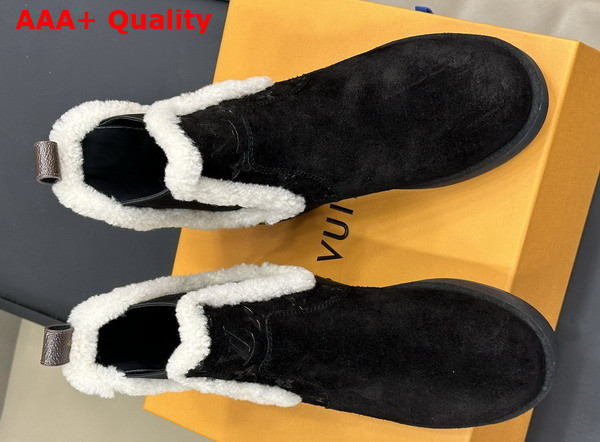 Louis Vuitton Aspen Chelsea Ankle Boot in Black Monogram Debossed Suede Calf Leather 1ADC6X Replica