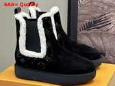 Louis Vuitton Aspen Chelsea Ankle Boot in Black Monogram Debossed Suede Calf Leather 1ADC6X Replica