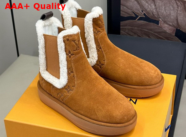 Louis Vuitton Aspen Chelsea Ankle Boot in Cognac Brown Monogram Debossed Suede Calf Leather 1ADC7T Replica