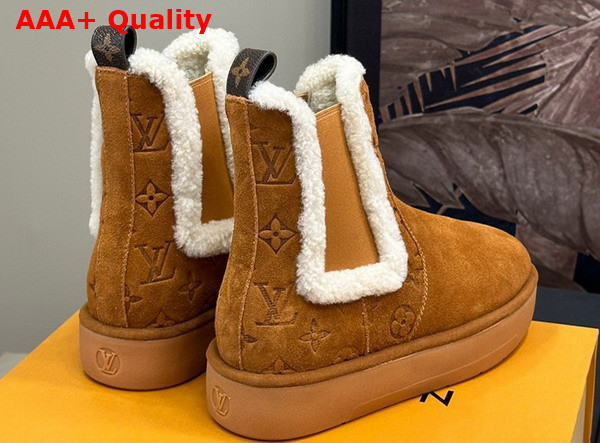 Louis Vuitton Aspen Chelsea Ankle Boot in Cognac Brown Monogram Debossed Suede Calf Leather 1ADC7T Replica