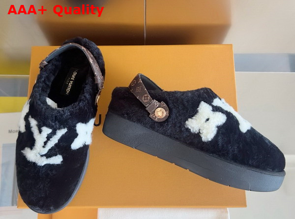 Louis Vuitton Aspen Comfort Clog in Black Shearling Replica