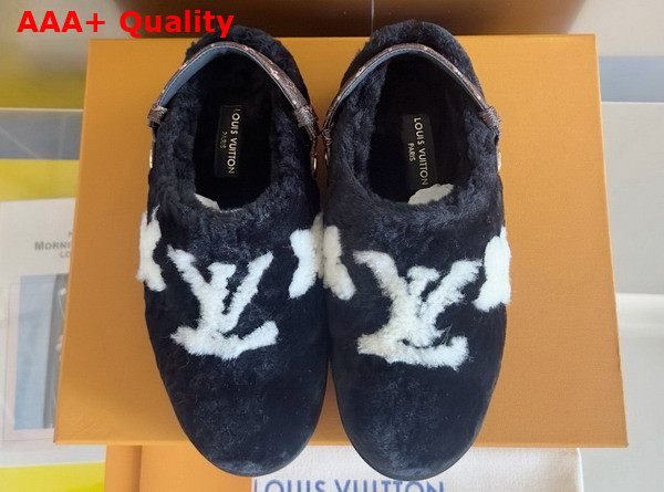 Louis Vuitton Aspen Comfort Clog in Black Shearling Replica