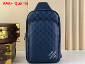 Louis Vuitton Avenue Slingbag Blue Sapphire Damier Infini Cowhide Leather and Damier Graphite Coated Canvas N40439 Replica