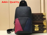 Louis Vuitton Avenue Sling Bag in Burgundy Black and Navy Blue Are Pieced Together in a V Pattern M30701 Replica