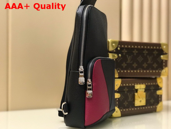 Louis Vuitton Avenue Sling Bag in Burgundy Black and Navy Blue Are Pieced Together in a V Pattern M30701 Replica