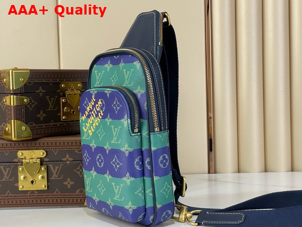 Louis Vuitton Avenue Slingbag PM Blue Stripes Monogram Heritage Coated Canvas M26419 Replica