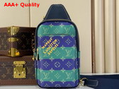 Louis Vuitton Avenue Slingbag PM Blue Stripes Monogram Heritage Coated Canvas M26419 Replica
