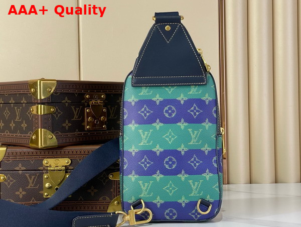Louis Vuitton Avenue Slingbag PM Blue Stripes Monogram Heritage Coated Canvas M26419 Replica