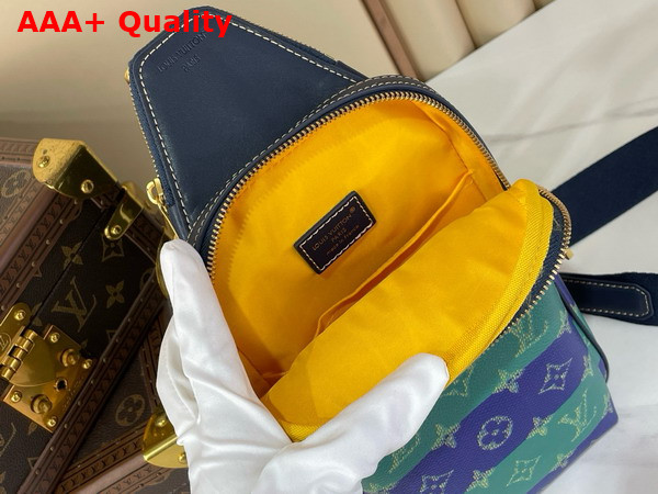 Louis Vuitton Avenue Slingbag PM Blue Stripes Monogram Heritage Coated Canvas M26419 Replica