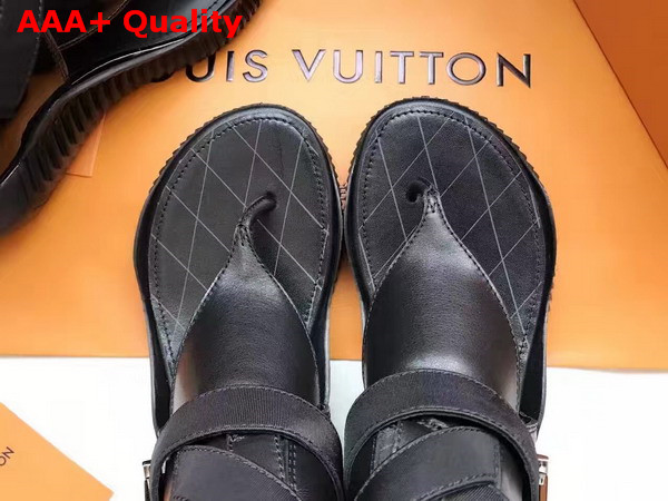 Louis Vuitton Bahia Brazil Flat Sandal Black Natural Leather Replica