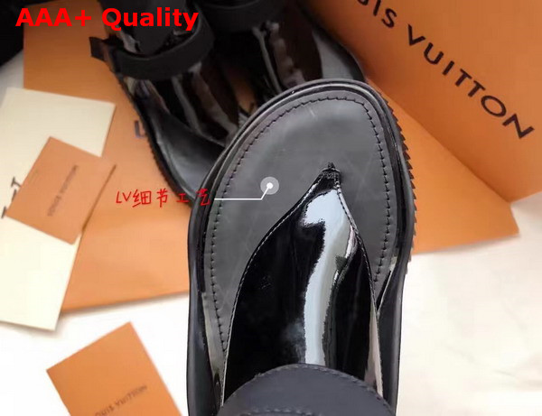 Louis Vuitton Bahia Brazil Flat Sandal Black Patent Leather Replica
