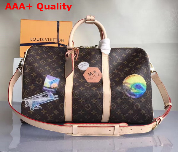Louis Vuitton Bandoulieres 45 Monogram Canvas Featuring Creative Director Nicolas Ghesquieres Playful Take On Classic Hotel Stickers Replica