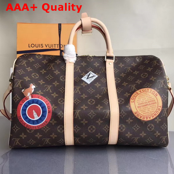 Louis Vuitton Bandoulieres 45 Monogram Canvas Featuring Creative Director Nicolas Ghesquieres Playful Take On Classic Hotel Stickers Replica