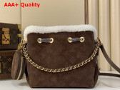 Louis Vuitton Bella Handbag in Chocolate Suede Calfskin Leather and Shearling M26684 Replica