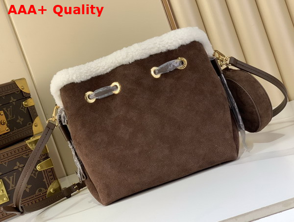 Louis Vuitton Bella Handbag in Chocolate Suede Calfskin Leather and Shearling M26684 Replica